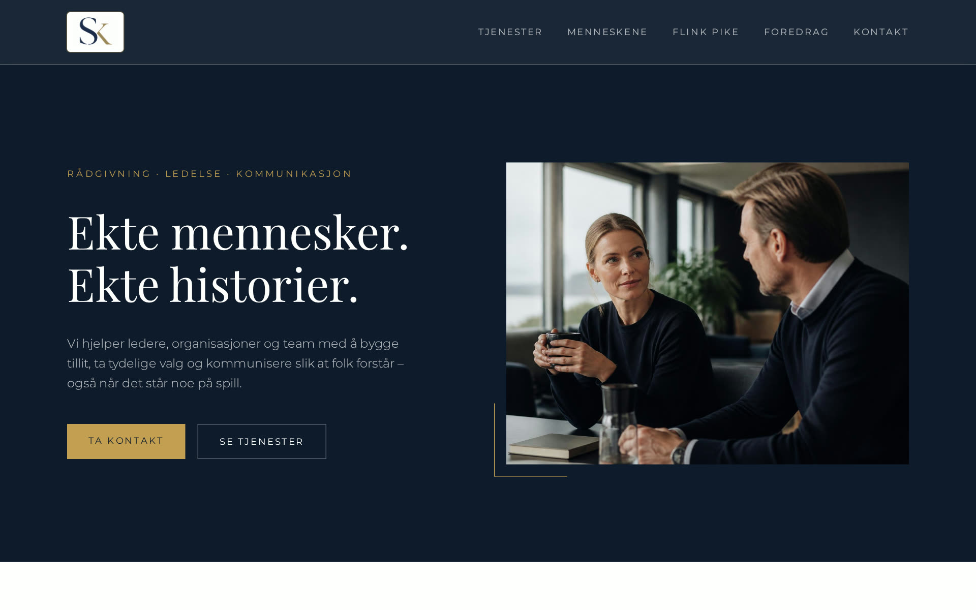 Skjermbilde av bedriftsnettsiden til Skjervø Kommunikasjon